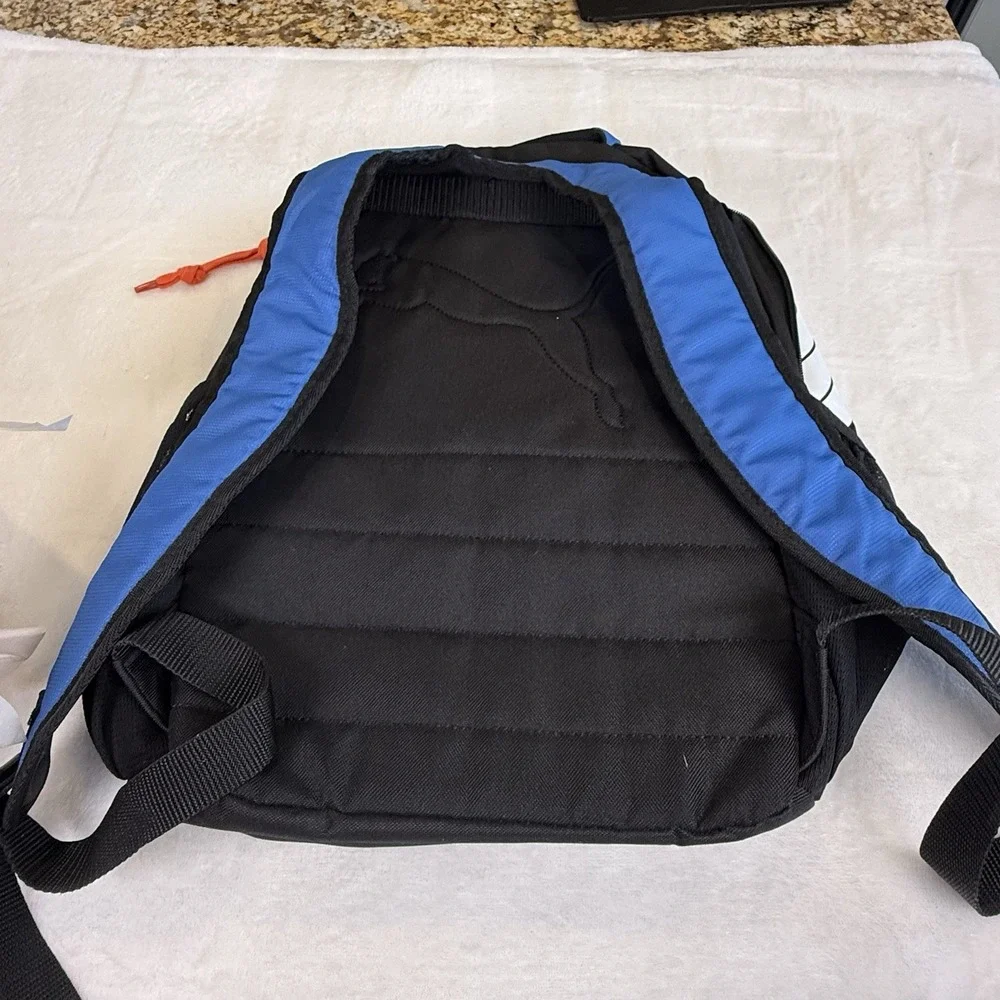 PUMA Backpack Blue Black White Multi Pocket Padded School Sport Travel Bag